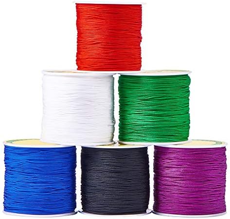 PH PandaHall 600 Yards 0.8mm Nylon Beading String Bracelet String Chinese Knotting Cord Kumihimo Macrame Cord Braided Lift Shade Cord Trim for Macrame Friendship Bracelets Christmas Ornament 6 Color