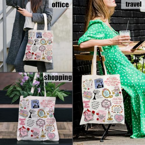Canvas Tote Bag Gifts for Women Music Dance Sewing Lovers, Double-Sided Print Bags
