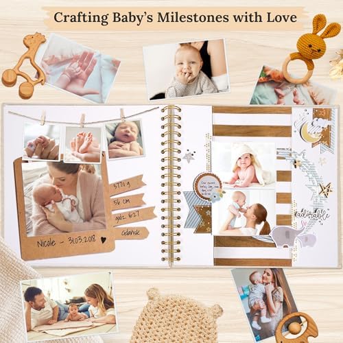10"x10" Scrapbook Photo Album Linen Cover 40 Sheets 80 Pages White Paper | Grass Green Hardcover Kraft White Pages Memory Book, for Travel Wedding Guest Book Christmas Baby Fits 4x6 & Instant Photos