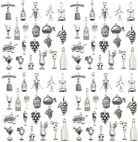 WOCRAFT 120pcs Antique Silver Wing Charms for Jewelry Making Alloy Wing Glass Charms for DIY Crafts (SN073)