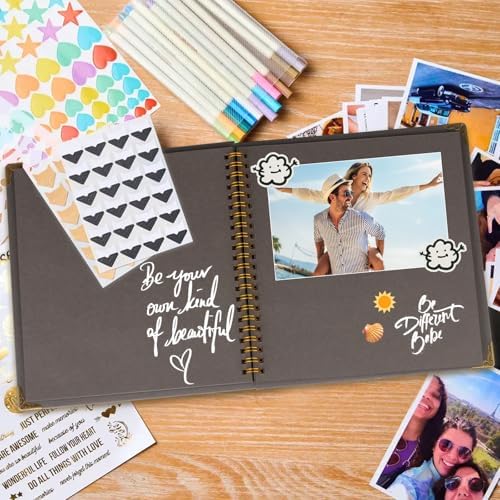 Joyberg Scrapbook 80 Pages, Scrapbooking Supplies 8 x 8 In, Scrapbook Album Suitable for Album Memory Book Wedding, Anniversary Family, DIY Craft Projects (Gray)