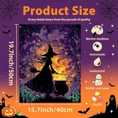 Aestalrcus Halloween Paint by Numbers Kit for Adults, Witch, 16x20inch
