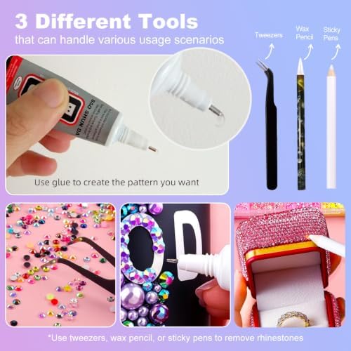 Bedazzling Kit 51000Pcs 60 Colors Resin Jelly Nail Art Rhinestones, 3mm Flatback Gems with B7000 Jewelry Glue & Tools, Rhinestones for Bedazzling DIY Crafts Clothes Shoes Makeup Phone Cases