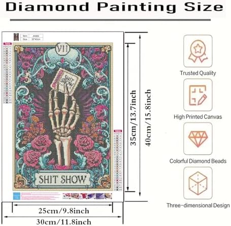 CSZPPQAF Flower Diamond Art Kits for Adults, Skull Diamond Painting Kits