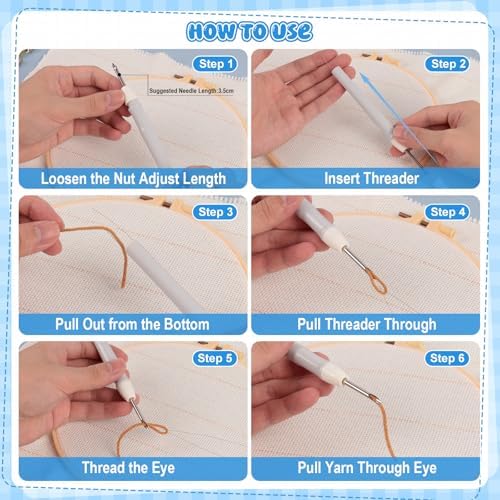 35Pcs Punch Needle Kit Adult Beginner, Adjustable Punch Needle Tool