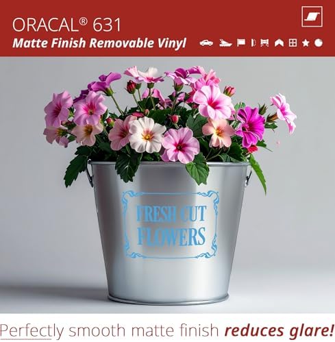 ORACAL 631 Matte Ice Blue Vinyl Durable Roll Easy to Weed Permanent Adhesive Craft Vinyl for Plotting Machines, Decals & DIY Projects 12” x 10ft