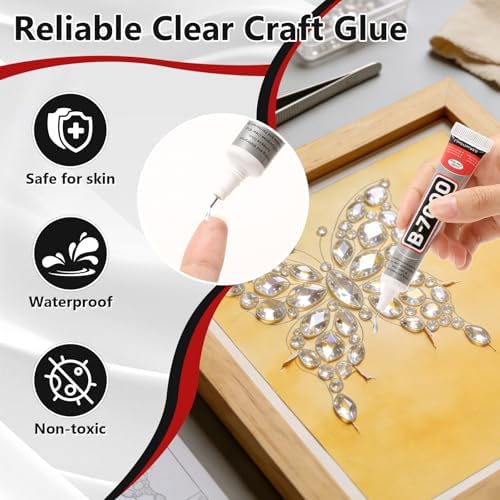 25 Tube 15ML B7000 Glue Clear with Precision Tip, Bulk B-7000 Craft Glue Rhinestone Bedazzling Glue Super Adhesive for DIY Jewelry Making Nail Art Fabric Shoes Phone Repair