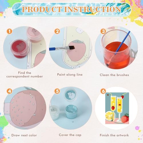Humyoun 12 Pack 9 x 12 Inch Paint by Numbers Kit for Adults Beginners DIY Acrylic Oil Painting Paint by Number Kits Drawing Paintwork on Canvas Without Frame for Home Decor(Summer Fruit Style)