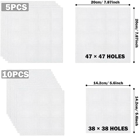 Allazone Plastic Mesh Canvas Sheets for Embroidery - 53 PCs, Square Mesh, Knit & Crochet Projects