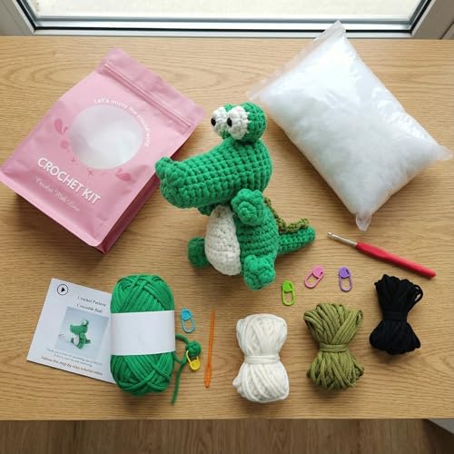 minimal beee Crocodile Crochet Kit for Beginners Easy Yarn Video Tutorials