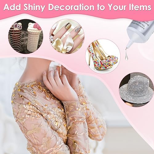Jollidecor B-7000 Clear Fabric Glue, 2 PCS 50ML Rhinestone Jewelry Glue Super Strong Adhesive for All Purpose DIY Art Crafts Stone Beads Jewelry Repair