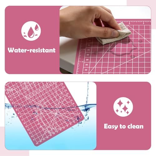Sewing Cutting Mat 8in x 6in,Small Self Healing Cutting Board A5 Rotary Cutting Mat for Crafts Pink Double Sided Thickened PVC Craft Cutting Board for Quilting Hobby Fabric Precision