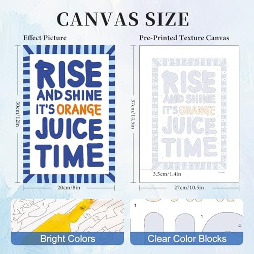 6 Pack Paint by Numbers Kit for Adults, Orange Number Painting, 8x12 Inch | DIY Adult Paint by Number Kits on Canvas for Beginners, without Frame, Kitchen Wall Decor, Stress Relief Craft Gift