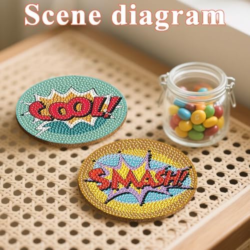 DOTSOPS 6 Pack Small Diamond Art Coasters Kits with Holder for Adults 4 in