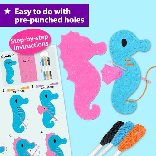 KRAFUN Mermaid Sea Animals Sewing Kit for Kids Age 6+ | 7 Projects