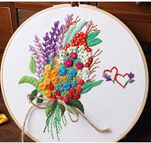 Konrisa Stamped Embroidery Kit with Pattern Floral DIY Sewing Cross Stitch Kits for Adult Flowers Plants Embroidery Starter Kit with Embroidery Floss,Hoops,Color Thread,Needle,Instruction,Set of 2