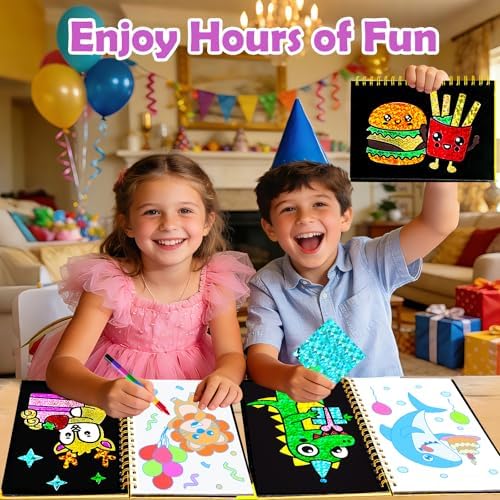 FUNNYB&G Foil Art Craft Kit for Kids, Sparkly Birthday Gift Toy for Kids | No Mess, Kids Ages 4-10 Create Sparkling Artwork, A Creative Gift for Birthdays, Holidays, Travel Activities,Screen-Free Fun