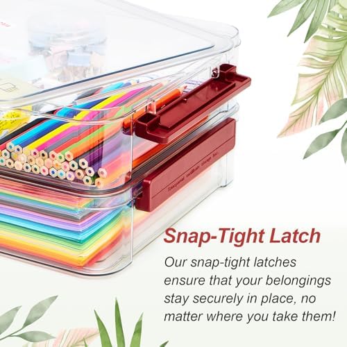 CATOOMUU 2-Pack 9x13 Clear Plastic Project Case Stackable Storage Box