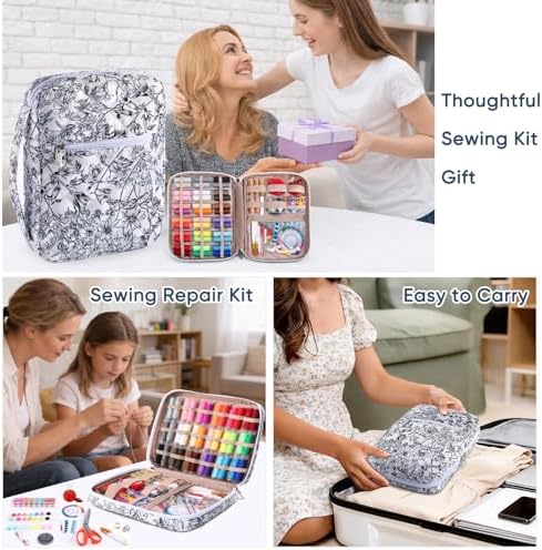 AMOIGEE Complete Sewing Kit for Adults with 230pcs Cute Sewing Supplies Kit