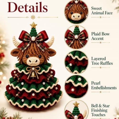 Crochet Animal Christmas Tree DIY Kit–Stitch a Little Christmas Magic，Deer