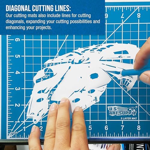 U.S. Art Supply 12"x18" Self-Healing Cutting Mat 5-Ply (2 Pack) Pink/Blue