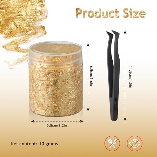 Gold Leaf Flakes for Crafts, Resin & Nails, 10g Gold Foil
