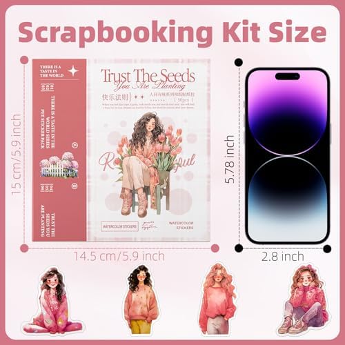Animated Beautiful Female Themes Sticker Scrapbooking Supplies for Junk Journal, 50 Sheets Washi Stickers - Vintage Journaling Stickers, Ephemera Sticker Book Pre Cut(TZ-005-007)