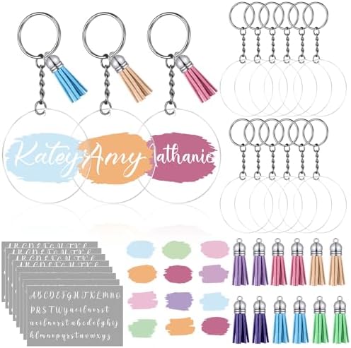 Tondiamo 12 Sets Acrylic Keychain Blanks Sets, DIY Name Keychains, Macaron