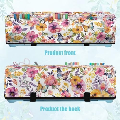 Binienty Flower and Butterfly Scrapbooking Die-Cut Machines Cover with Pockets Carrying Bag Compatible with Cricut Explore Air and Maker
