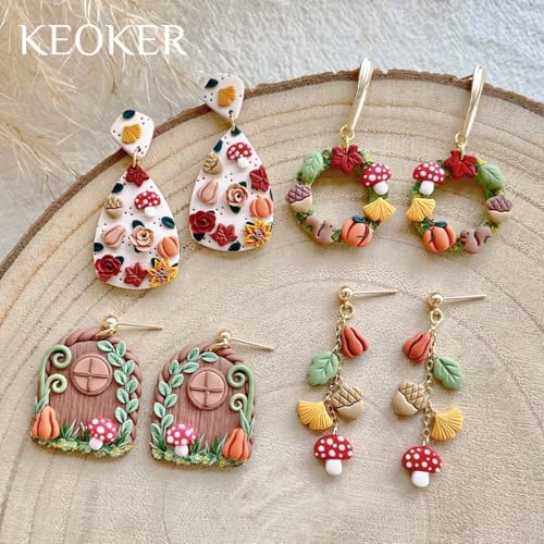Keoker Mini Polymer Clay Cutters Fall, 10 Shapes Fall Clay Cutters for Polymer Clay Jewelry 3 Sizes(Micro. Mini, Small), Decoration to Make Autumn Earrings