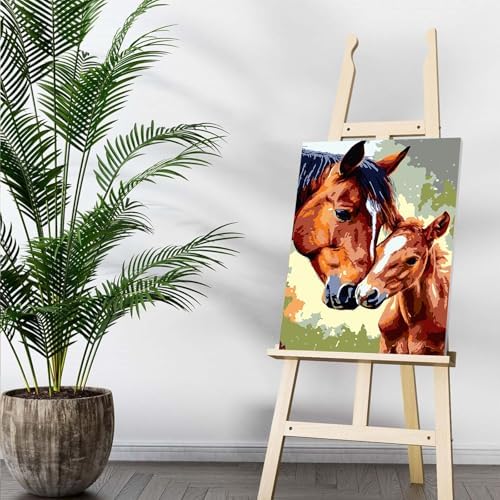Auremi Horse Paint by Number Kits with Framed, DIY Animals Paint by Number Canvas for Adults, Easy Acrylic in Canvas with Brushes for Decor 20x30cm