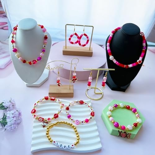 1900PCS+ Valentine’s Day Beads for Bracelets Jewelry Making Kit, Pink Red Polymer Clay Beads Assorted Pearl Crystal Star Heart Bead Acrylic Spacer Bead XOXO Heart Charms for Women Necklace DIY Crafts
