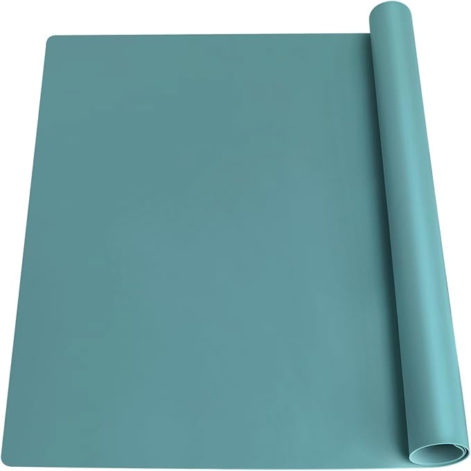 Extra Large Silicone Countertop Mat, Silicone Table Mat Kitchen Counter Protector Nonslip Heat Resistant Desk Mat for Crafts Kids Dinner Placemat Pastry Dough Rolling Mat, Morandi Green
