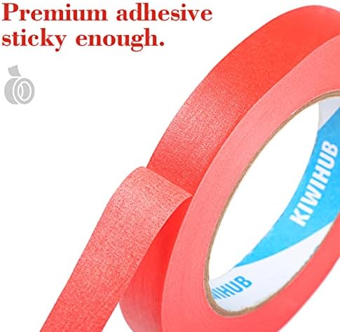 Red Painters Tape,1 in x 60 Yds x 5 Rolls (300 Yards Total)