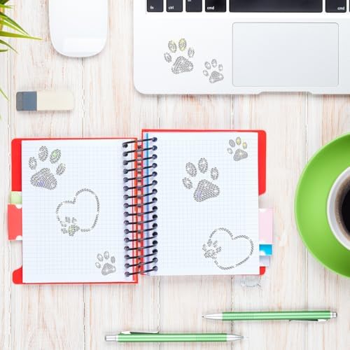 Epakh 84 Glitter Bling Rhinestone Sticker, Paw Print, Silver