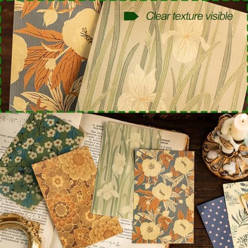 380 Sheets Vintage Scrapbook Paper Pack with Black Rose PET Stickers