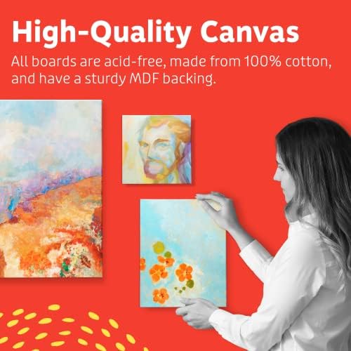 Artlicious Canvases for Painting 12 Packs - 8 x 8” Blank Canvas 100% Cotton Painting Canvas Panels for Acrylic, Oil & Watercolor Paint for Canvas Painting