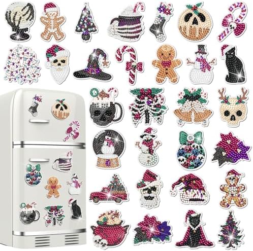 Motipuns 30 Pcs Diamond Magnets,Christmas Before Night,Purple