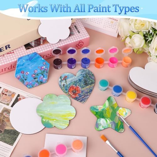 BCVWEG 104 Pcs 3 Inch Mini Magnetic Canvas Panel Boards Kit Magnetic Painting Canvas with Paint Colors Brushes Mini Tile Art Fun Painting Kit for Fridge Locker DIY Art Craft Paints Canvases