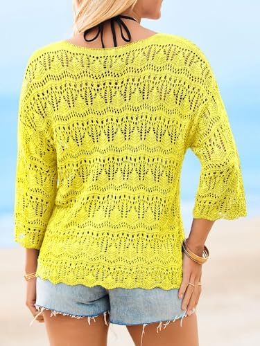 Saodimallsu Womens Crochet Cover Up Sweater Tops