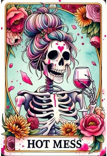 GOUOYANA Paint By Numbers Kit for Adults-Skull HOT Mess Funny Canvas | Adult Paint by Number Kits on Canvas for Painting DIY Skull HOT MESS Painting Art by Numbers for Home Wall Art Gift12X16in