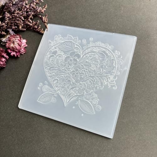 Floral Heart Leaf Swirl 3D Embossing Folder, Romantic Love Textured Plastic Stencil for DIY Scrapbooking Card Making Paper Crafts