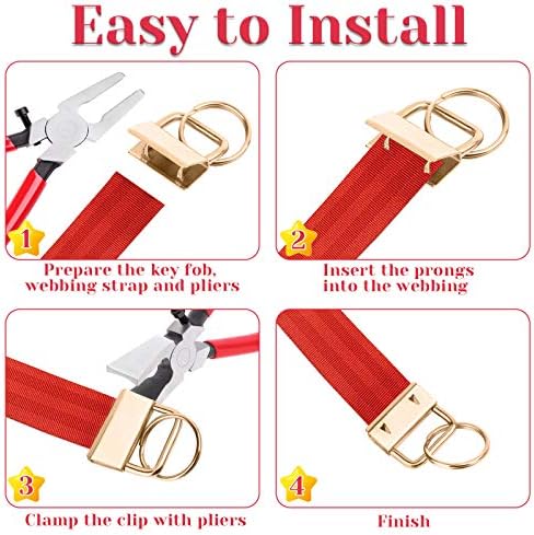 shynek Key Fob Hardware, 50PCS 1 Inch Lanyard Keychain Hardware with Key Fob Pliers Tool for Keychain and Wristlet Clamp Hardware Supplies
