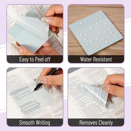 Mr. Pen- Transparent Sticky Notes, 3" x 3", 12 Pads, 600 Sheets | See Through Self-Adhesive Notes for Bible Journaling and Studying, Water-Resistant, Easy to Peel, Clean Removal
