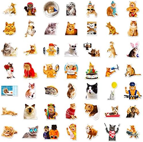 Cat Stickers for Kids Teens Girls Adults, 100 Pcs Cute Cat Stickers, Vinyl Waterproof Animal Sticker for Water Bottle, Laptop, Luggage, Phone, Skateboard