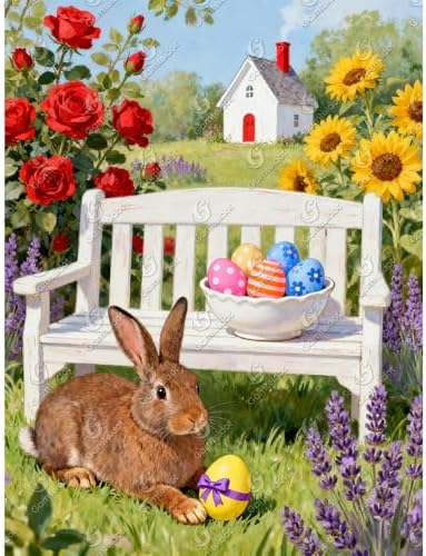 Gamteldot Easter Diamond Art Kits for Adults Beginner,DIY Easter Eggs Diamond Art 5D Full Drill Diamond Dot,Rabbit Diamond Painting with Complete Tools,Gem Art Crafts for Home Wall Decor Gift-12x16in