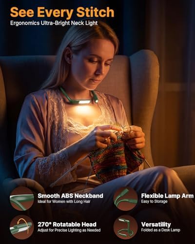 Bendable Neck Light with Storage Case, Dimmable Reading Light