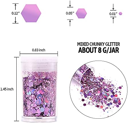Chunky and Fine Glitter Mix, Estanoite 36 Colors Chunky Sequins & Fine Glitter Powder Mix, Cosmetic Makeup Flakes for Face Body Eye Nail Art Resin Epoxy