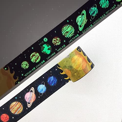 YUBBAEX Luminous Galaxy Washi Tape Set Space Glow in The Dark Masking Tape Decorative for Arts, DIY Crafts, Journal Supplies, Planners, Scrapbook, Card/Gift Wrapping (Universe 6 Rolls x 3m)