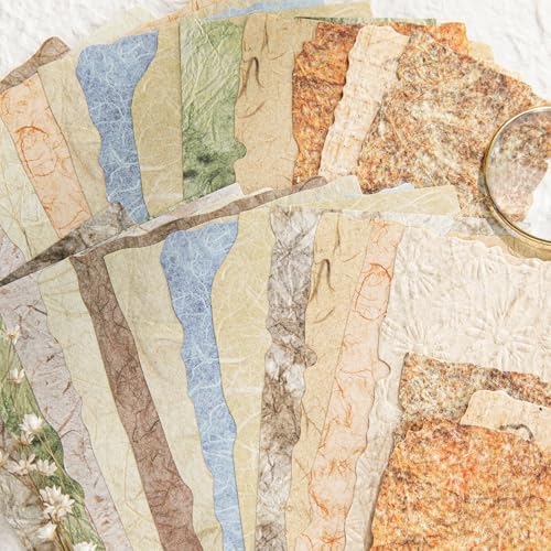168PCS Vintage Scrapbook Paper Textured Journaling Scrapbooking Supplies Kit Retro Decorative Craft Paper Assorted for Bullet Junk Journals Card Making Crafts, Light Series